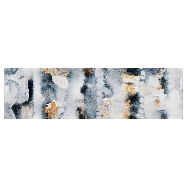 Kitchen wall cladding - Abstract Watercolour With Gold