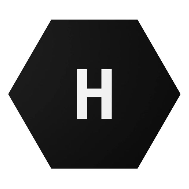 Alu-Dibond hexagon - Letter Black H