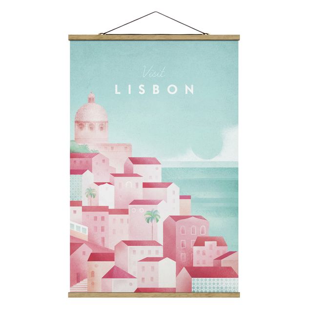 Fabric print with poster hangers - Travel Poster - Lisbon