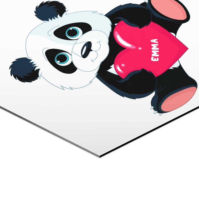 Alu-Dibond hexagon - Panda With Heart