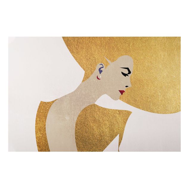 Alu-Dibond print - Lady With Hat Golden