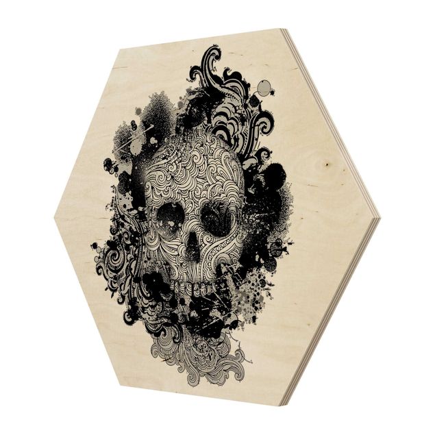 Wooden hexagon - Skull