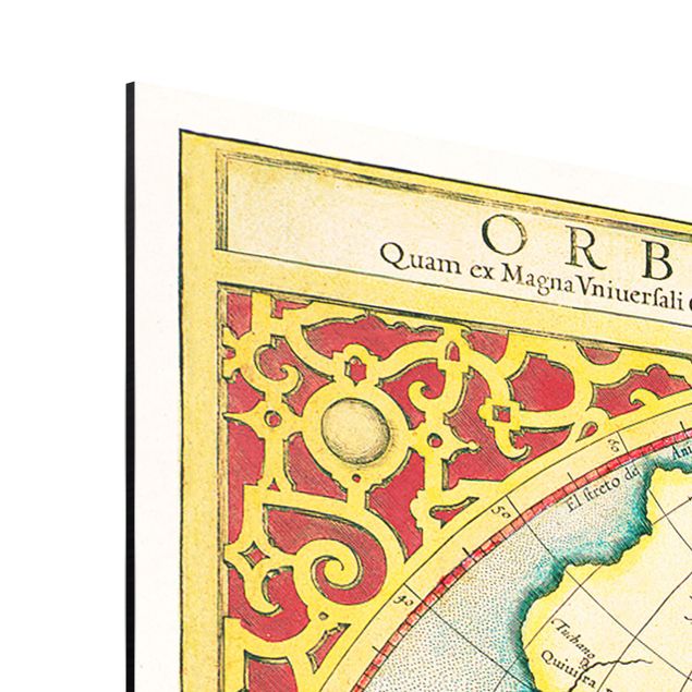 Print on aluminium - Historic World Map Orbis Descriptio Terrare Compendiosa