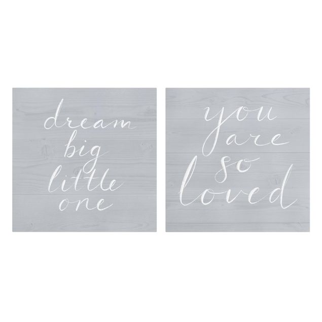 Print on canvas - Wooden Wall Gray Set I