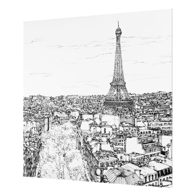 Glass Splashback - City Study - Paris - Square 1:1