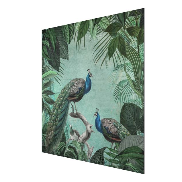 Print on aluminium - Shabby Chic Collage - Noble Peacock
