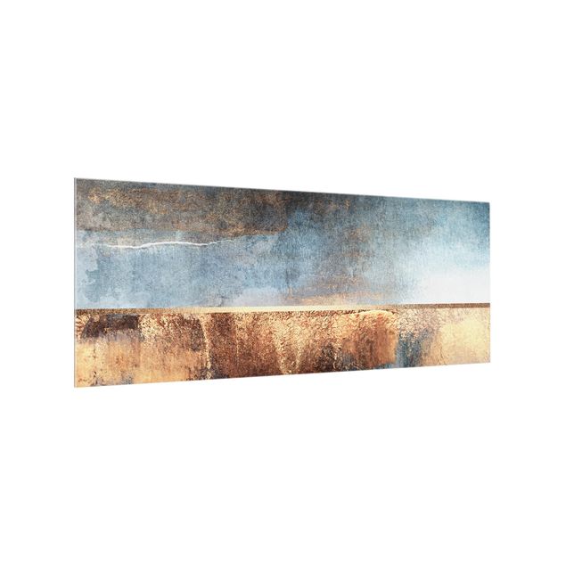 Glass splashback abstract Abstract Lakeshore In Gold