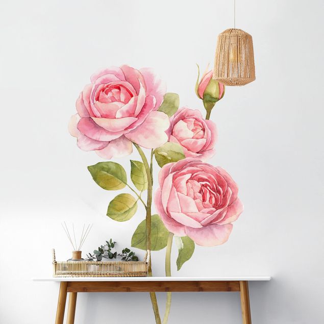 Floral wall stickers Watercolour Three Roses XXL