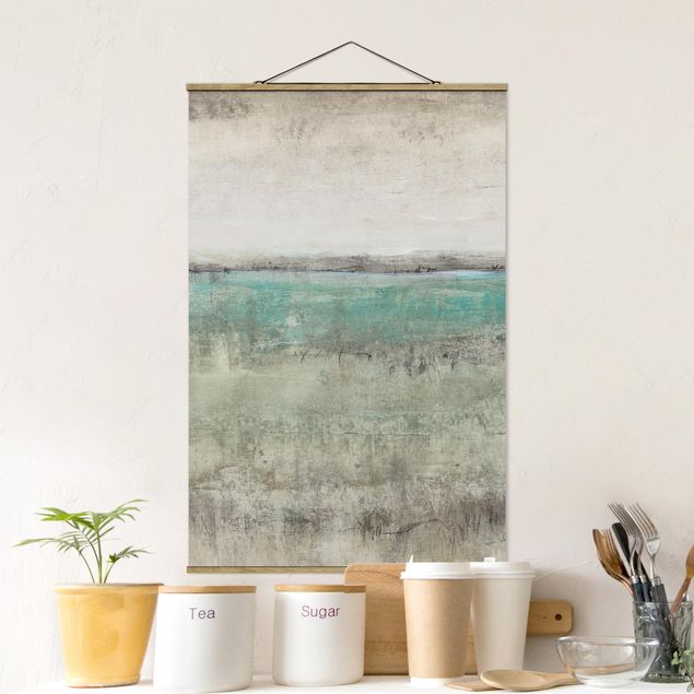 Fabric print with poster hangers - Horizon Over Turquoise I