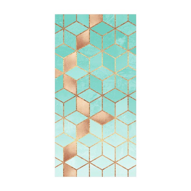 Modern rugs Turquoise White Golden Geometry