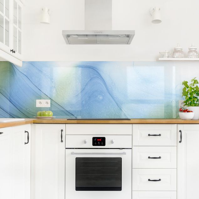 Kitchen wall cladding - Mottled Moss Green With Blue