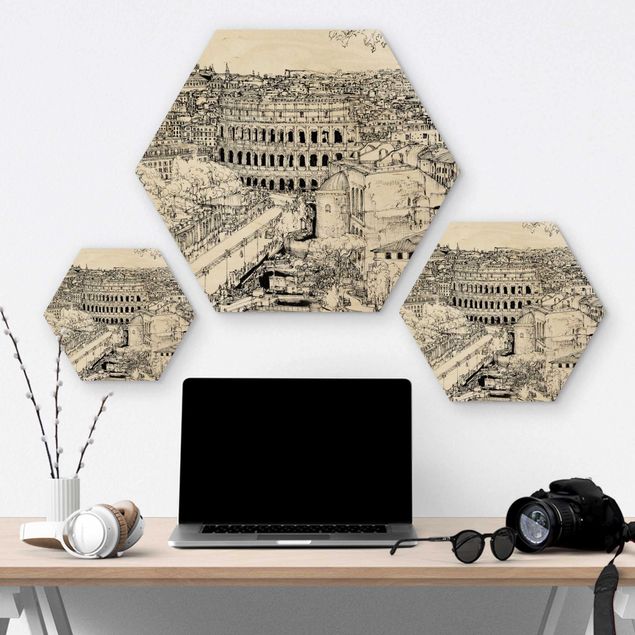 Wooden hexagon - City Study - Rome