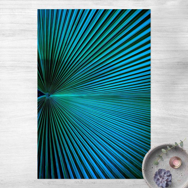 balcony mat Tropical Plants Palm Leaf In Turquoise ll