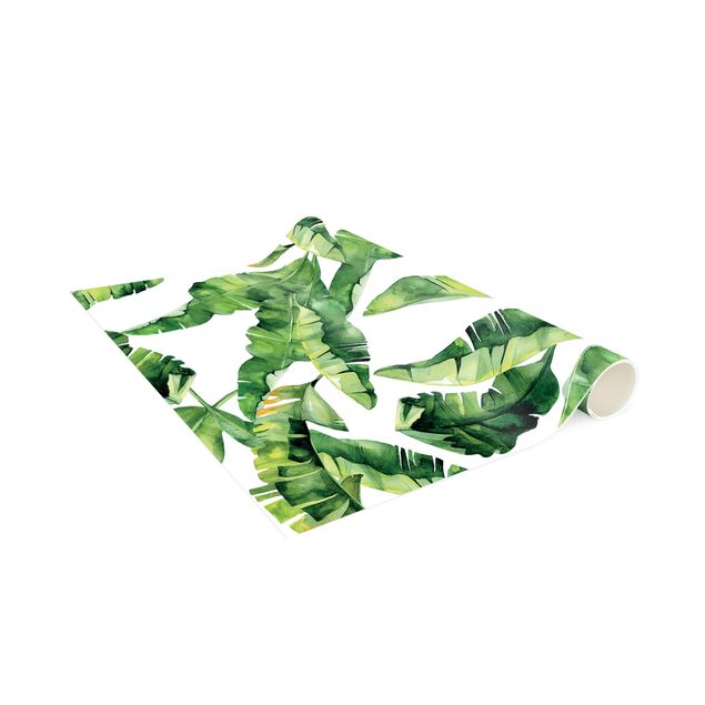 modern area rugs Banana Leaf Watercolour Pattern
