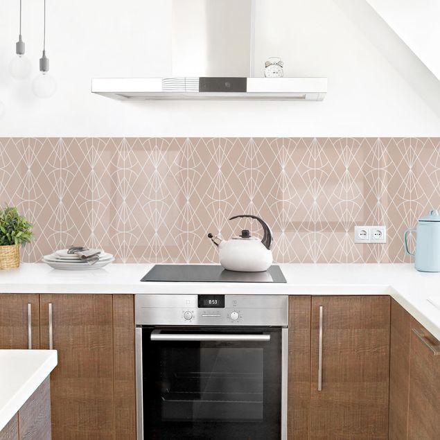 Kitchen wall cladding - Art Deco Diamond Pattern In Front Of Beige XXL