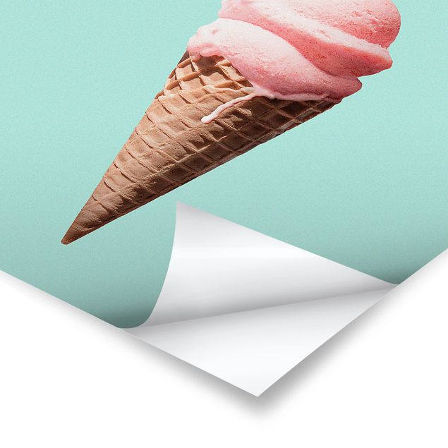 Poster animals - Ice Cream Cone With Flamingo