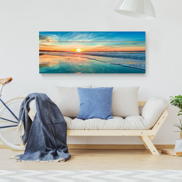 Print on wood - Romantic Sunset By The Sea