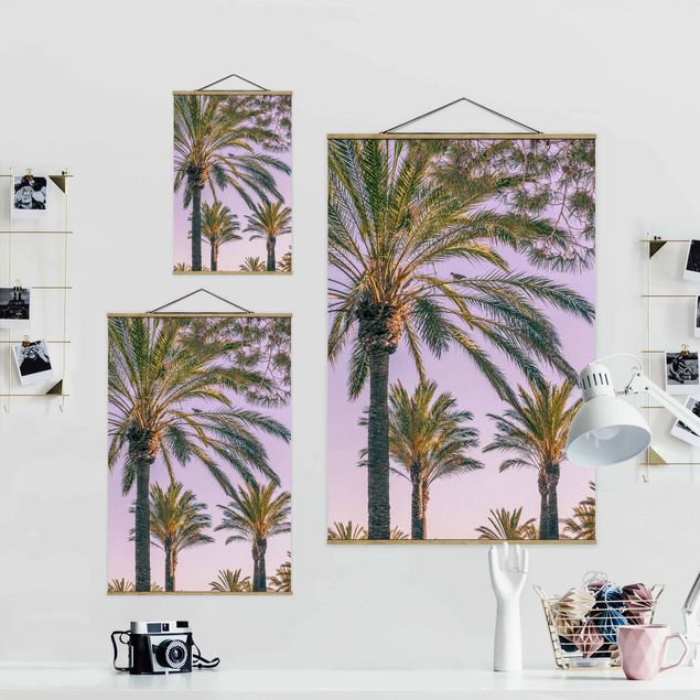 Fabric print with poster hangers - Palm Trees At Sunset