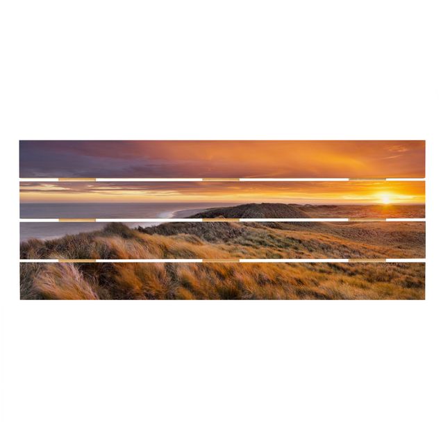 Print on wood - Sunrise On The Beach On Sylt
