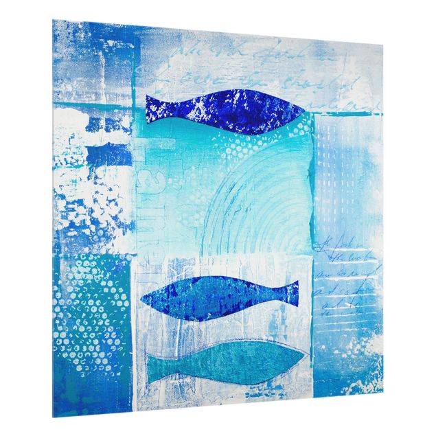 Glass splashback Fish In The Blue