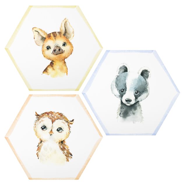 Forex hexagon - Watercolour Forest Animals Set II
