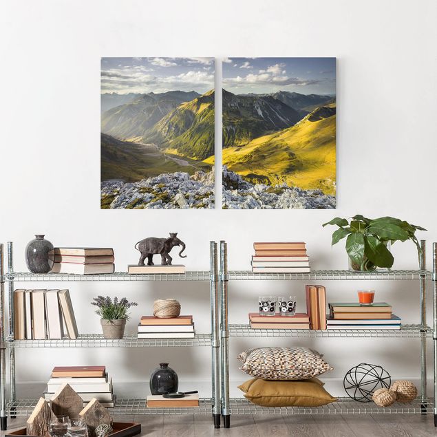Print on canvas 2 parts - Mountains And Valley Of The Lechtal Alps In Tirol