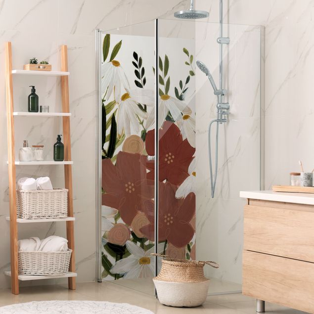 Shower panels Varying Flowers In Pink And White II