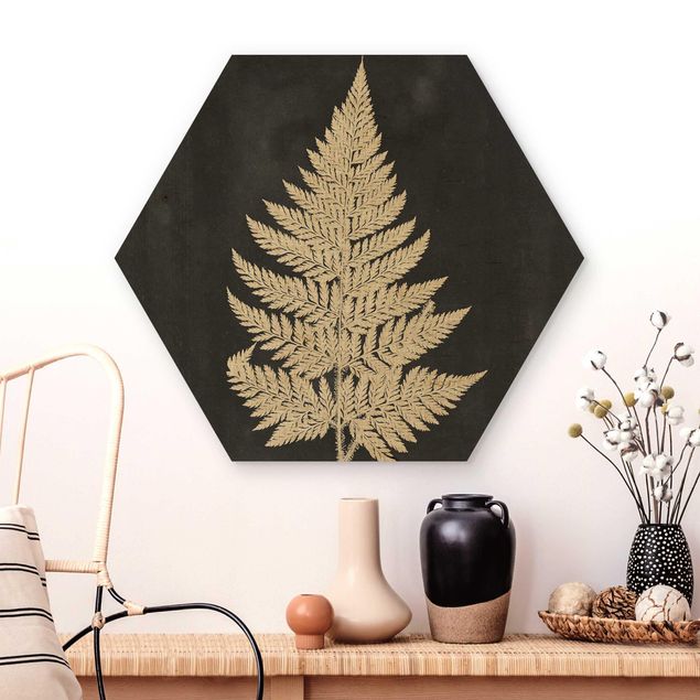 Wooden hexagon - Fern With Linen Structure I