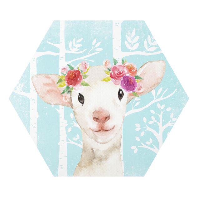 Hexagon Picture Forex - Watercolor Sheep Turquoise