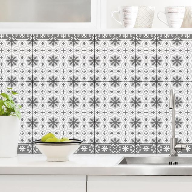 Kitchen splashback patterns Geometrical Tile Mix Cross Grey