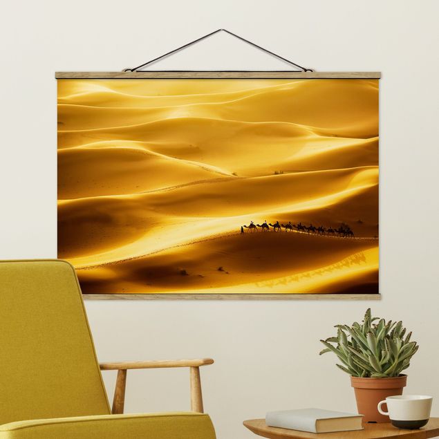 Fabric print with poster hangers - Golden Dunes