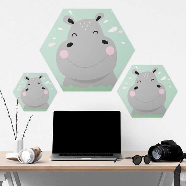 Alu-Dibond hexagon - The Happiest Hippo