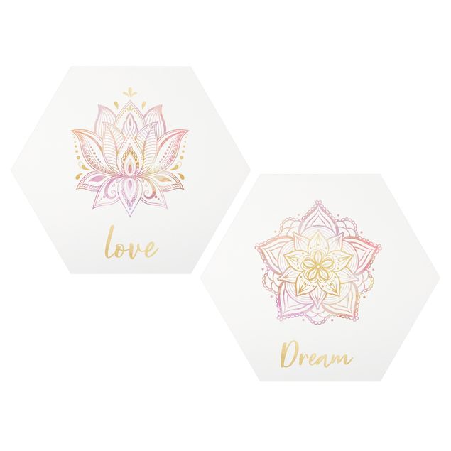 Forex hexagon - Mandala Dream Love Set Gold Pink