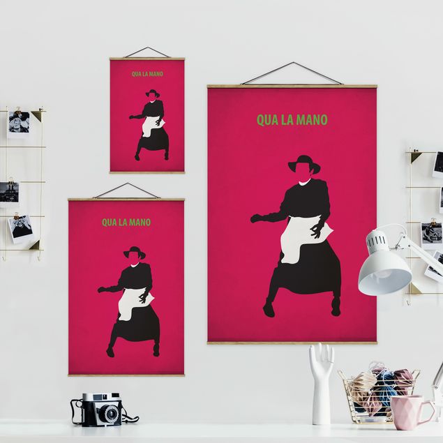 Fabric print with poster hangers - Film Poster Qua La Mano