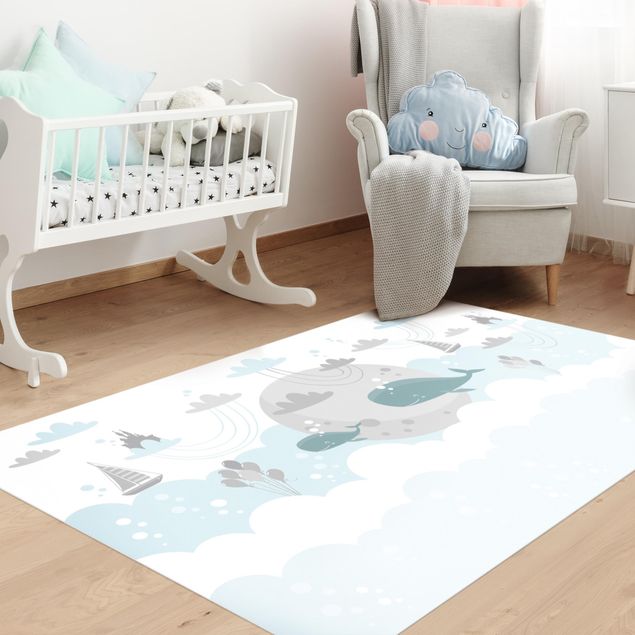 contemporary rugs Clouds With Whale And Castle