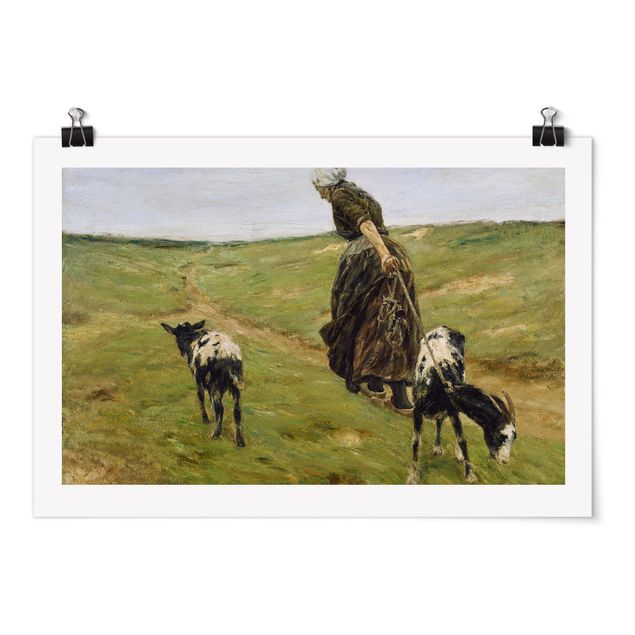 Poster - Woman with Goats in the Dunes