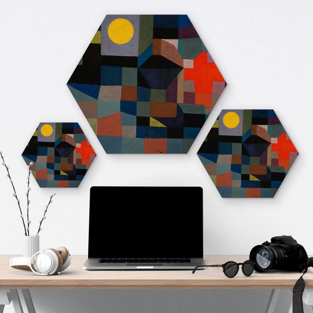 Wooden hexagon - Paul Klee - Fire At Full Moon