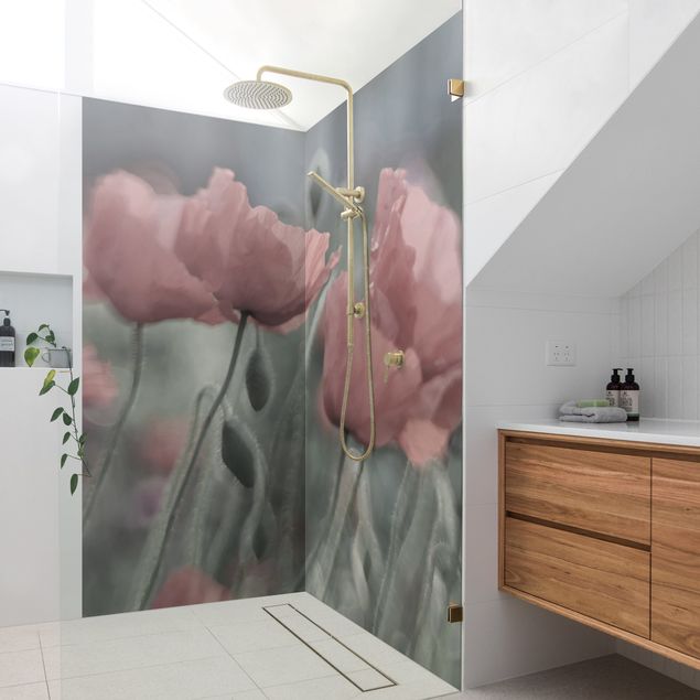 Shower wall panels Picturesque Poppy