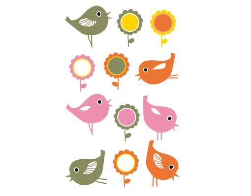 Wall stickers plants No.UL966 Birdies And Flowers Set