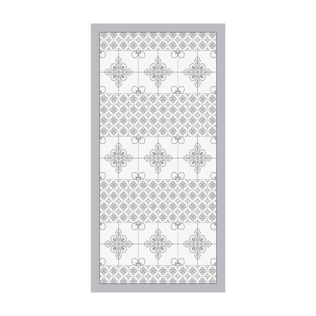 contemporary rugs Floral Tile Pattern Grey With Border