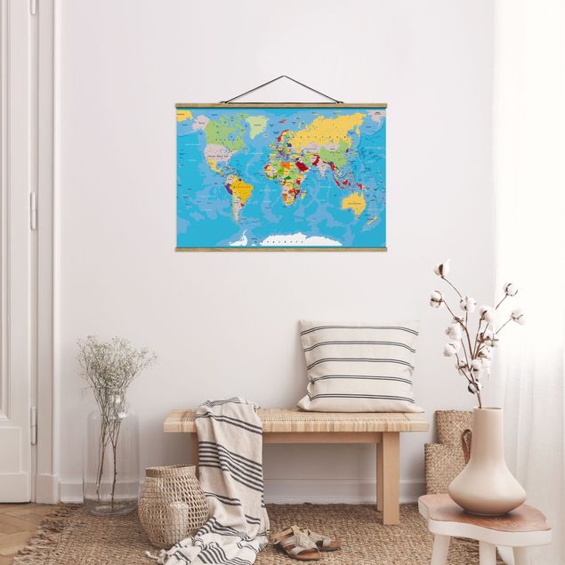 Fabric print with poster hangers - The World's Countries