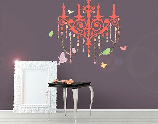 Animal print wall stickers No.EV82 Chandelier And Butterflies