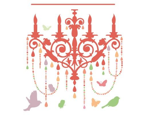 Plant wall decals No.EV82 Chandelier And Butterflies