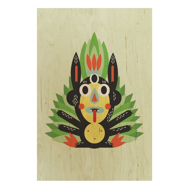 Print on wood - Collage Ethno Monster - Jungle