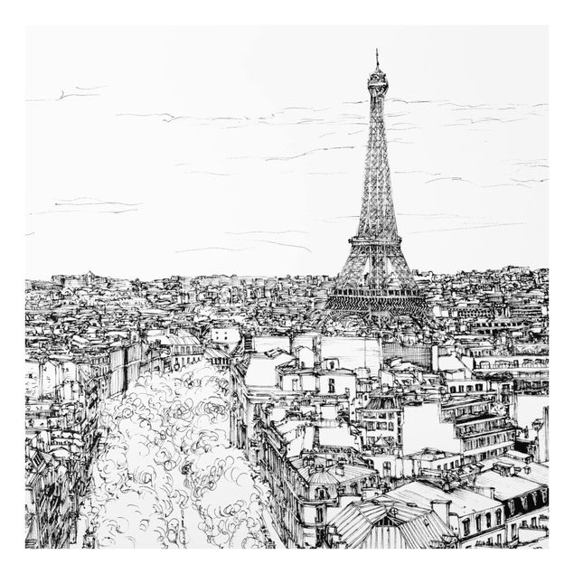 Glass Splashback - City Study - Paris - Square 1:1