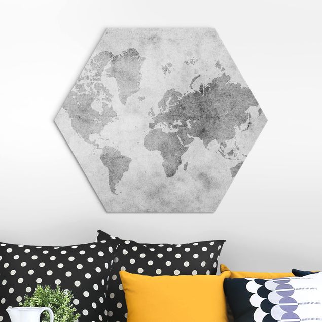 Alu-Dibond hexagon - Vintage World Map II