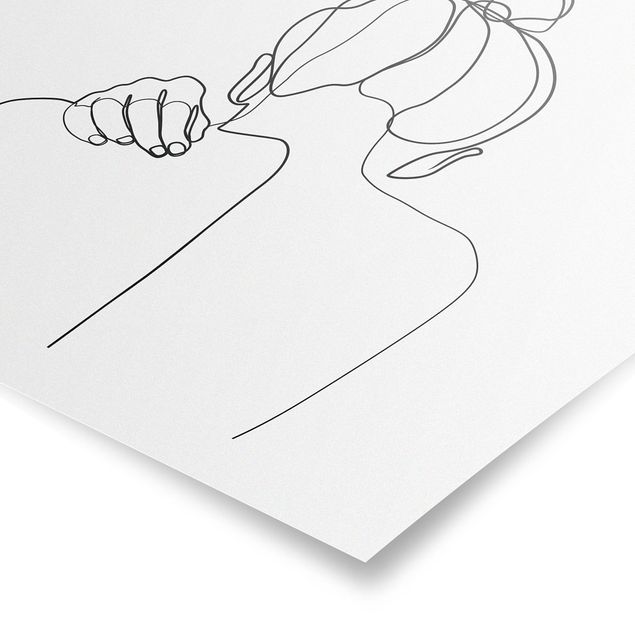 Poster - Line Art Woman Neck Black And White