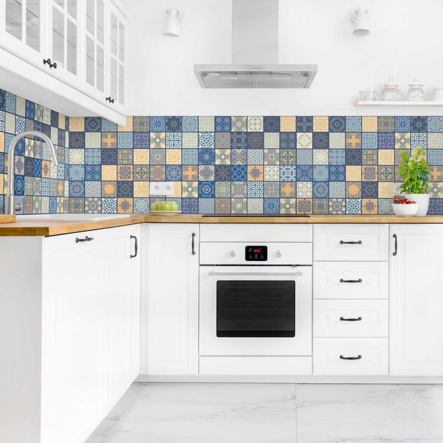 Kitchen wall cladding - Sunny Mediterranian Tiles With Blue Joints II