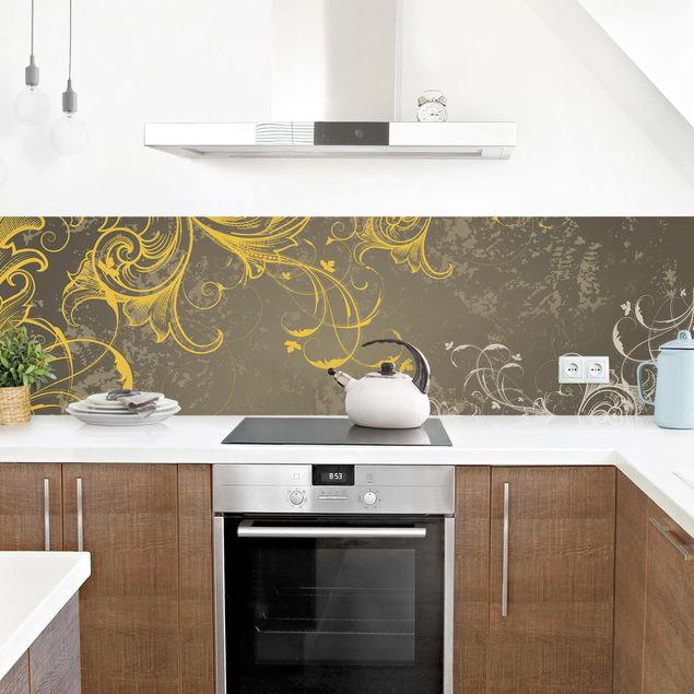Kitchen wall cladding - Flourishes In Gold And Silver