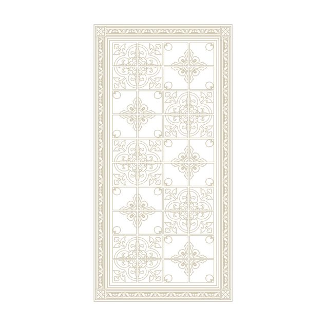 Modern rugs Floral Tile Pattern Sand With Border